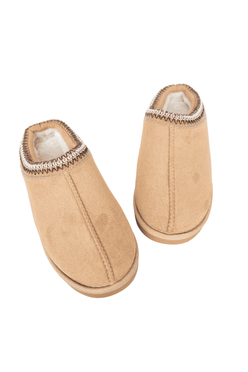 Sand Embroidered Mule Slippers