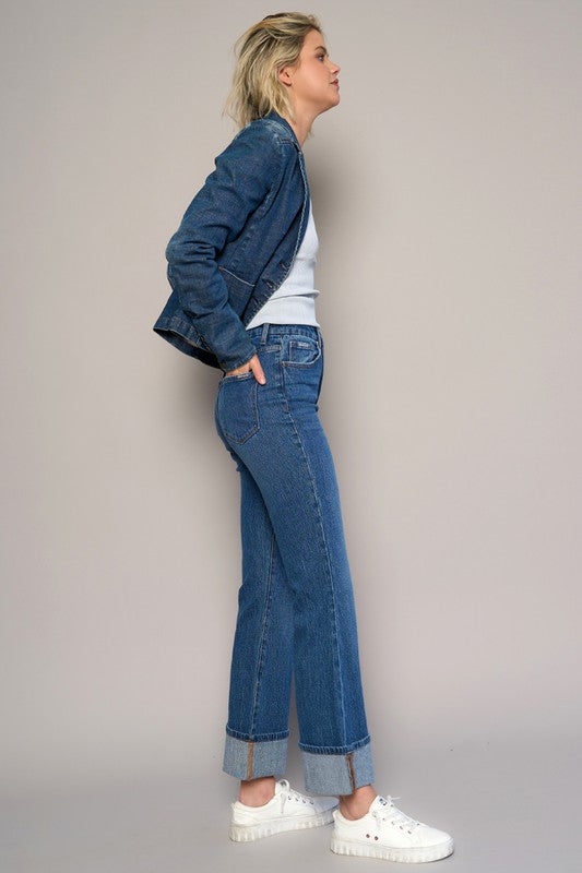 High Rise Cuffed Bootcut Jeans