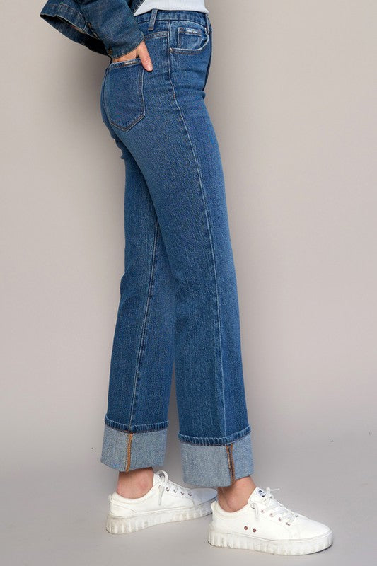 Jen High Rise Cuffed Bootcut Jeans