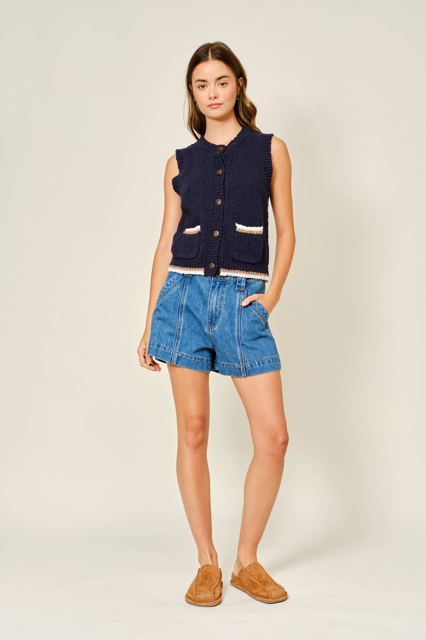 Oceane Mid Rise Denim Shorts