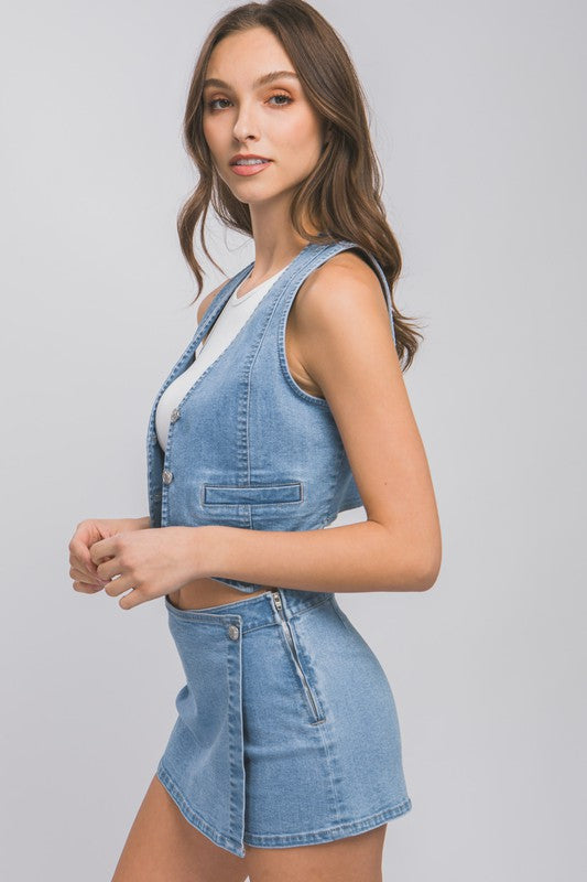 Leni Vest Blue Denim