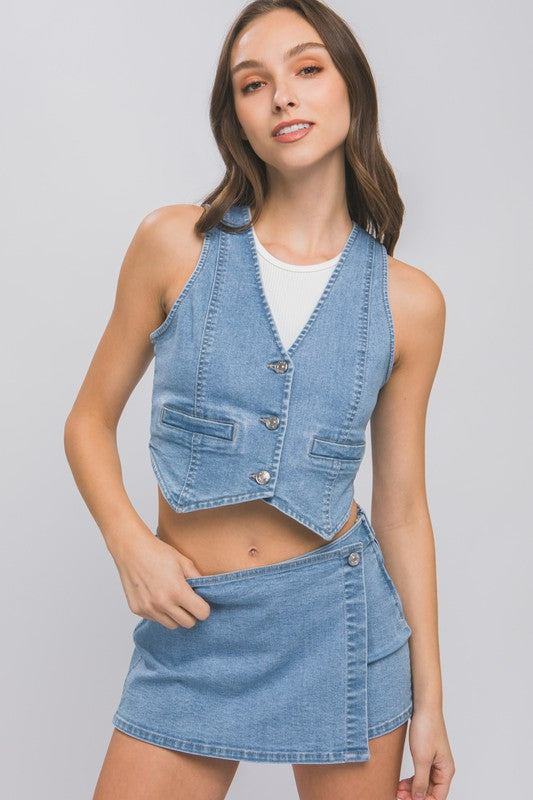 Leni Vest Blue Denim