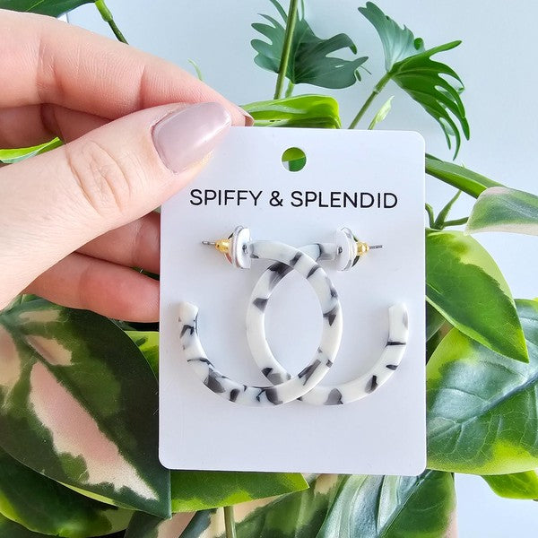 Marble Hoop Earrings