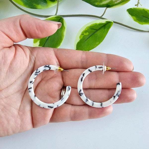 Marble Hoop Earrings