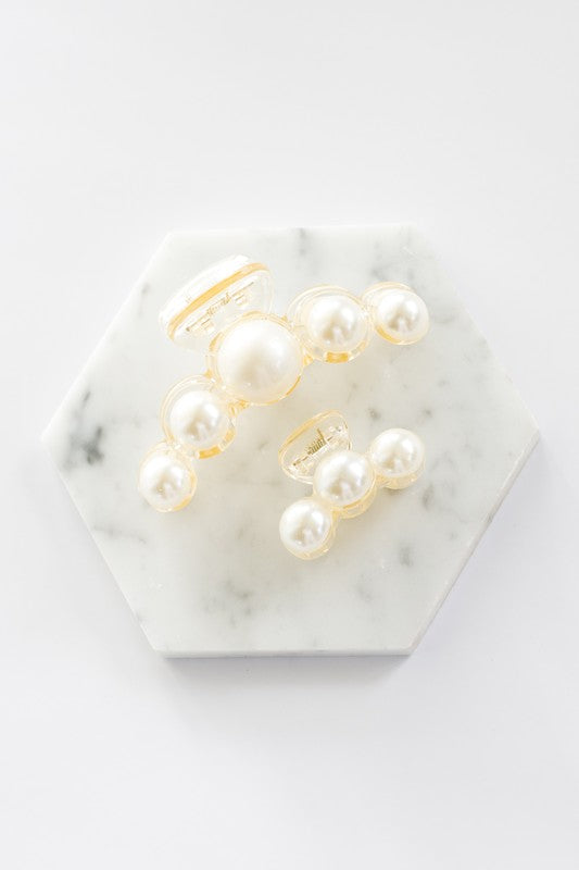 Pearl Hair Claw Clip Set of Two