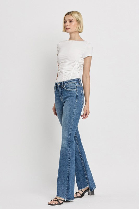 Crate High Rise Slant Hem Flare Jeans