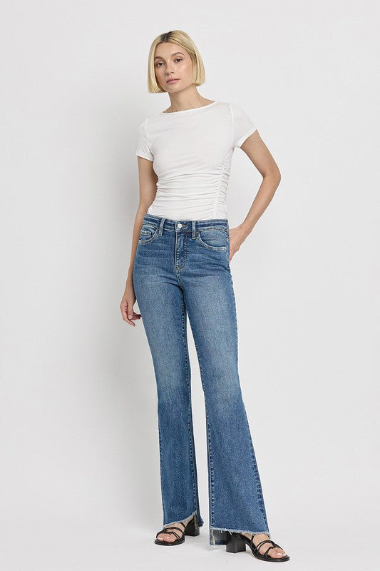 Crate High Rise Slant Hem Flare Jeans