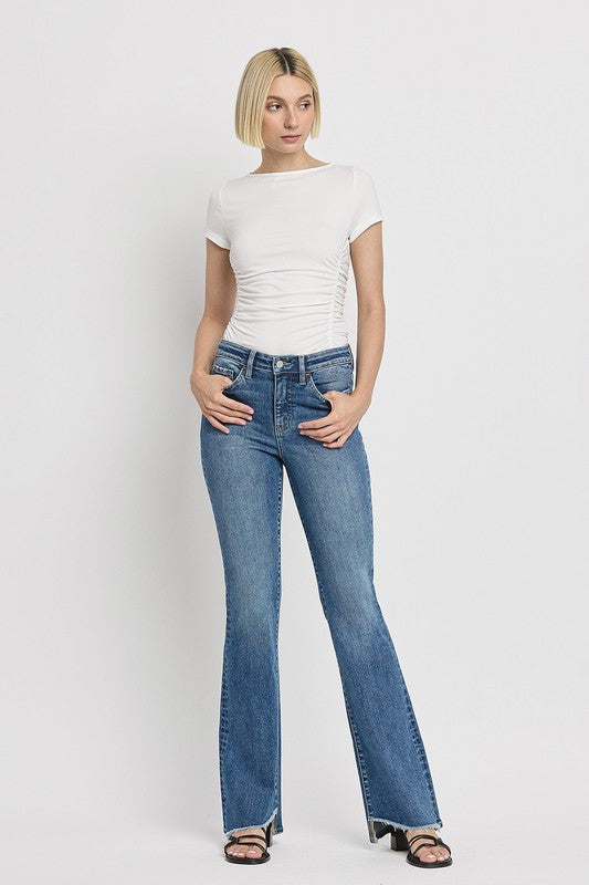 Crate High Rise Slant Hem Flare Jeans