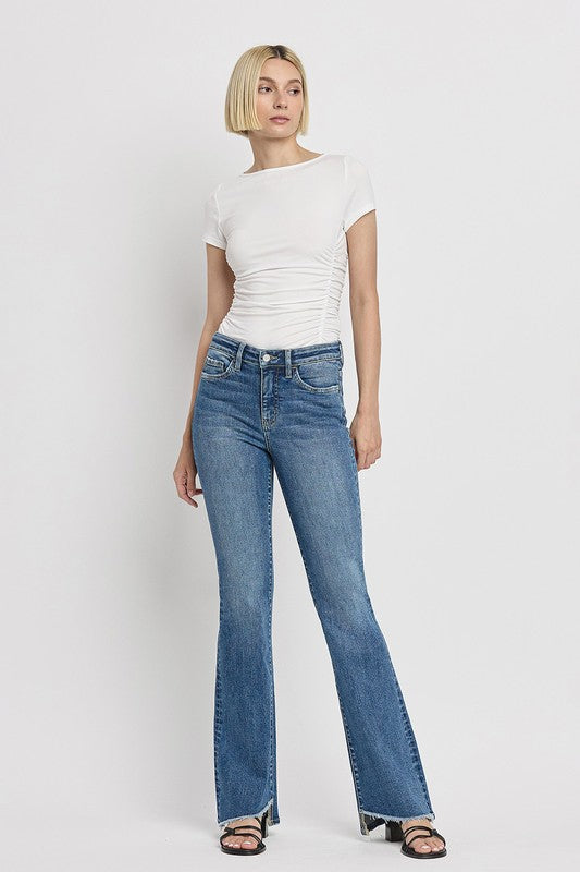 Crate High Rise Slant Hem Flare Jeans