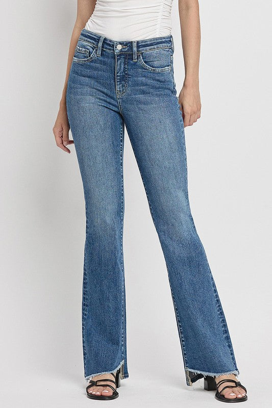 Crate High Rise Slant Hem Flare Jeans