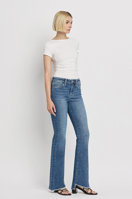 Crate High Rise Slant Hem Flare Jeans