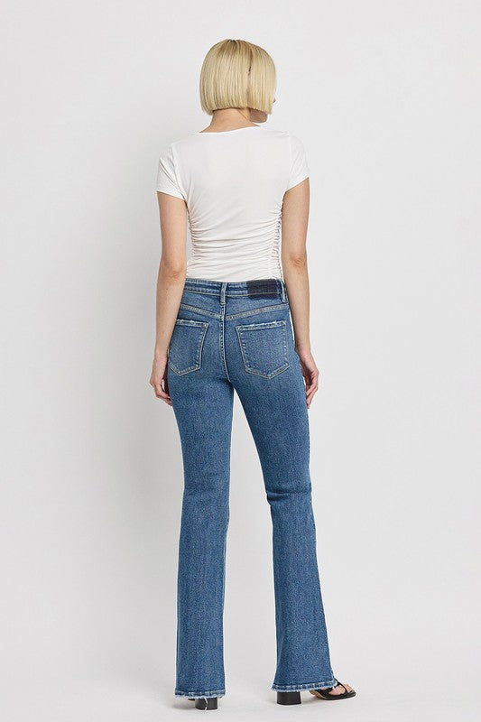 Crate High Rise Slant Hem Flare Jeans