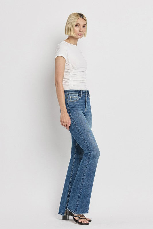 Crate High Rise Slant Hem Flare Jeans