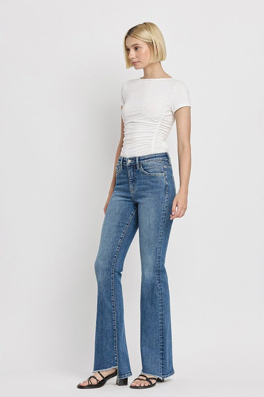 Crate High Rise Slant Hem Flare Jeans