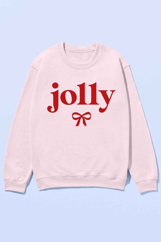 JOLLY CHRISTMAS BOW OVERSIZED SWEATSHIRT