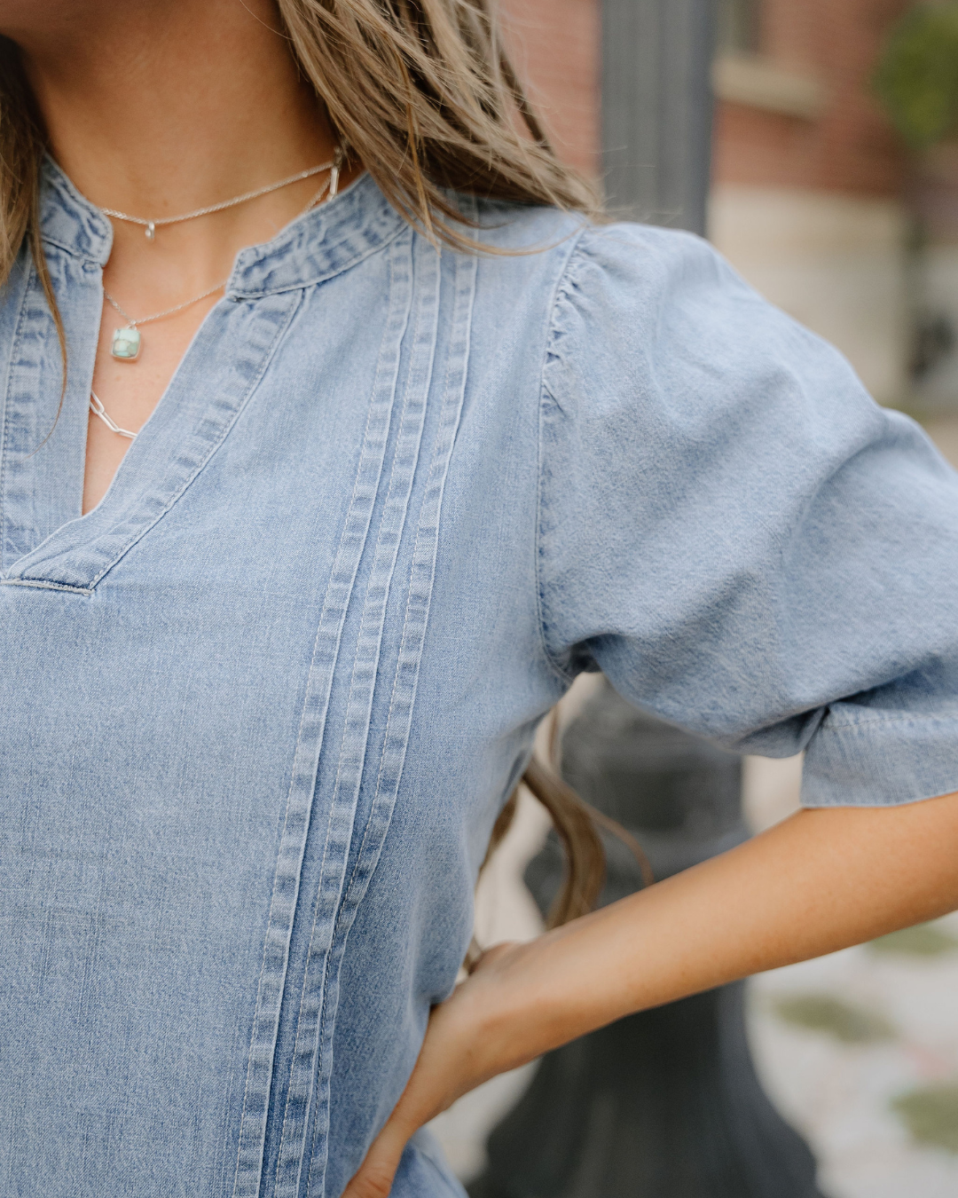 Gardenia Denim Top