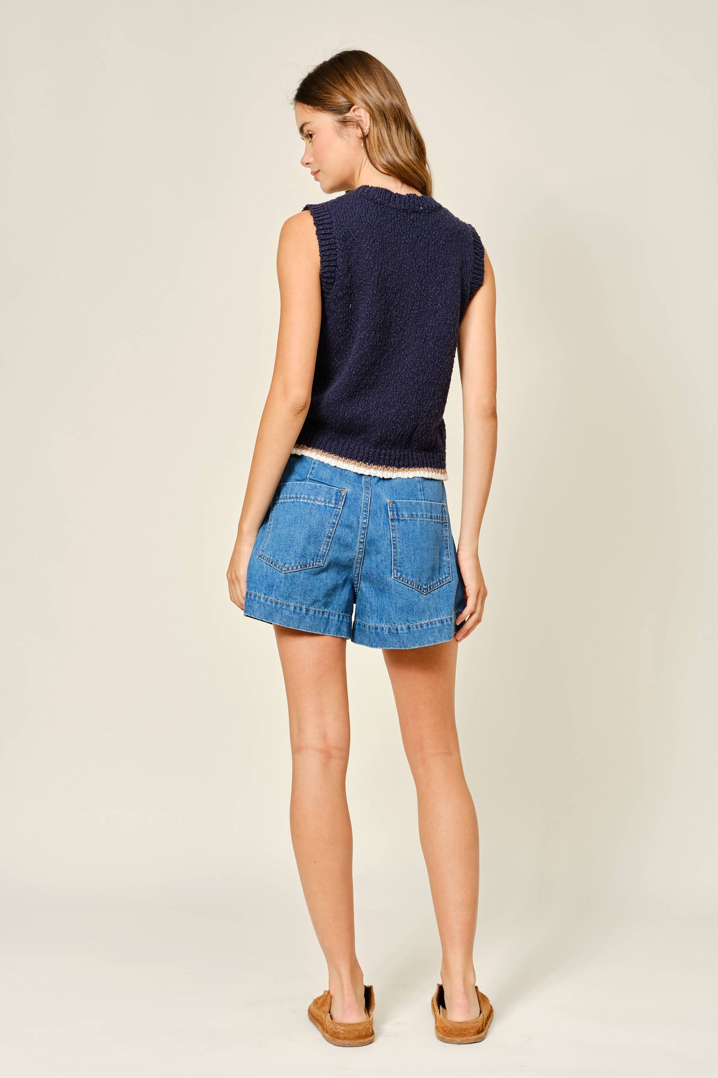 Oceane Mid Rise Denim Shorts