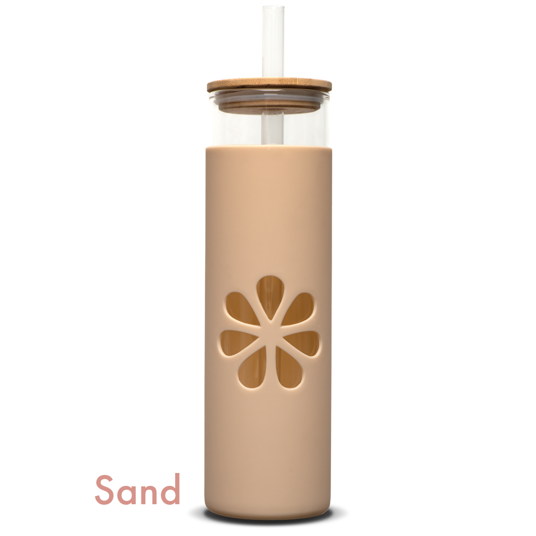 Hydromom Quencher Glass Bottle with Silicone Sleeve