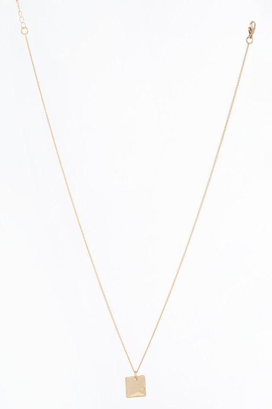 Rope Ring & Square Pendant Gold Necklace Set