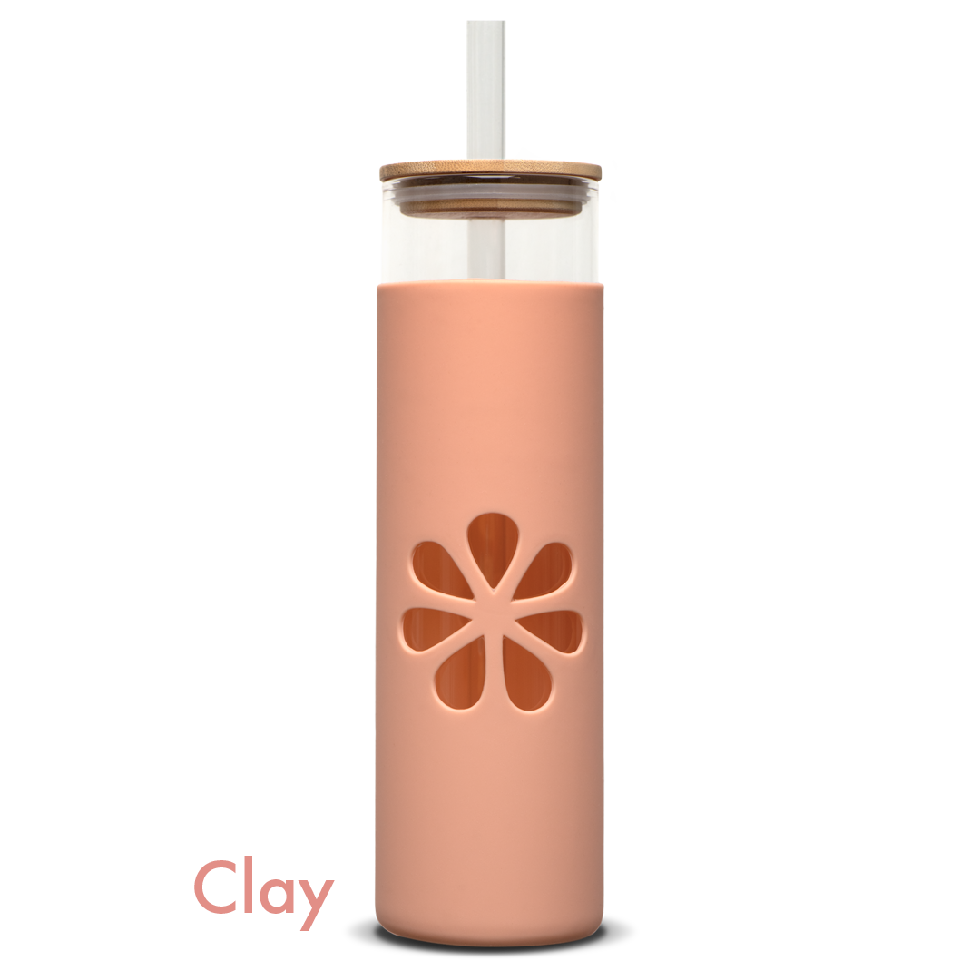 Hydromom Quencher Glass Bottle with Silicone Sleeve