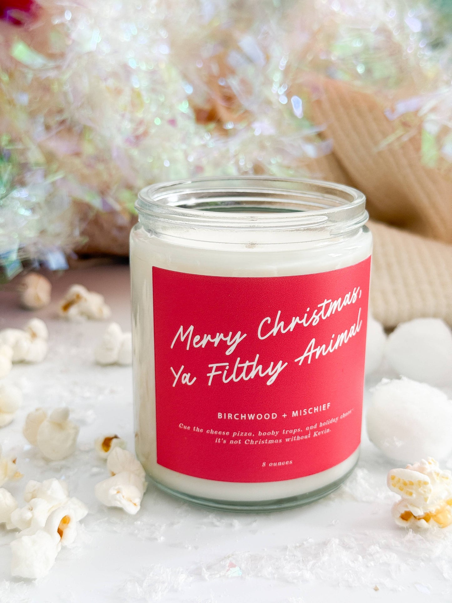 Merry Christmas Ya Filthy Animal Candle 8 oz. 