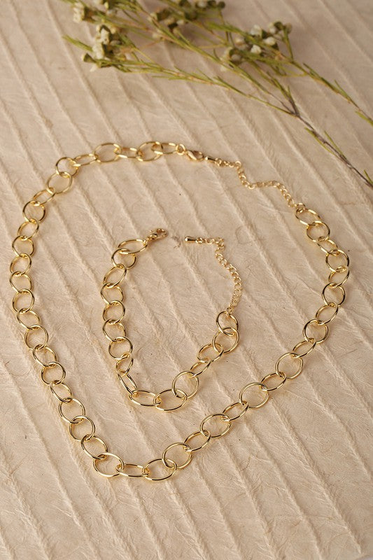 Lola Chain Gold Bracelet & Necklace Set