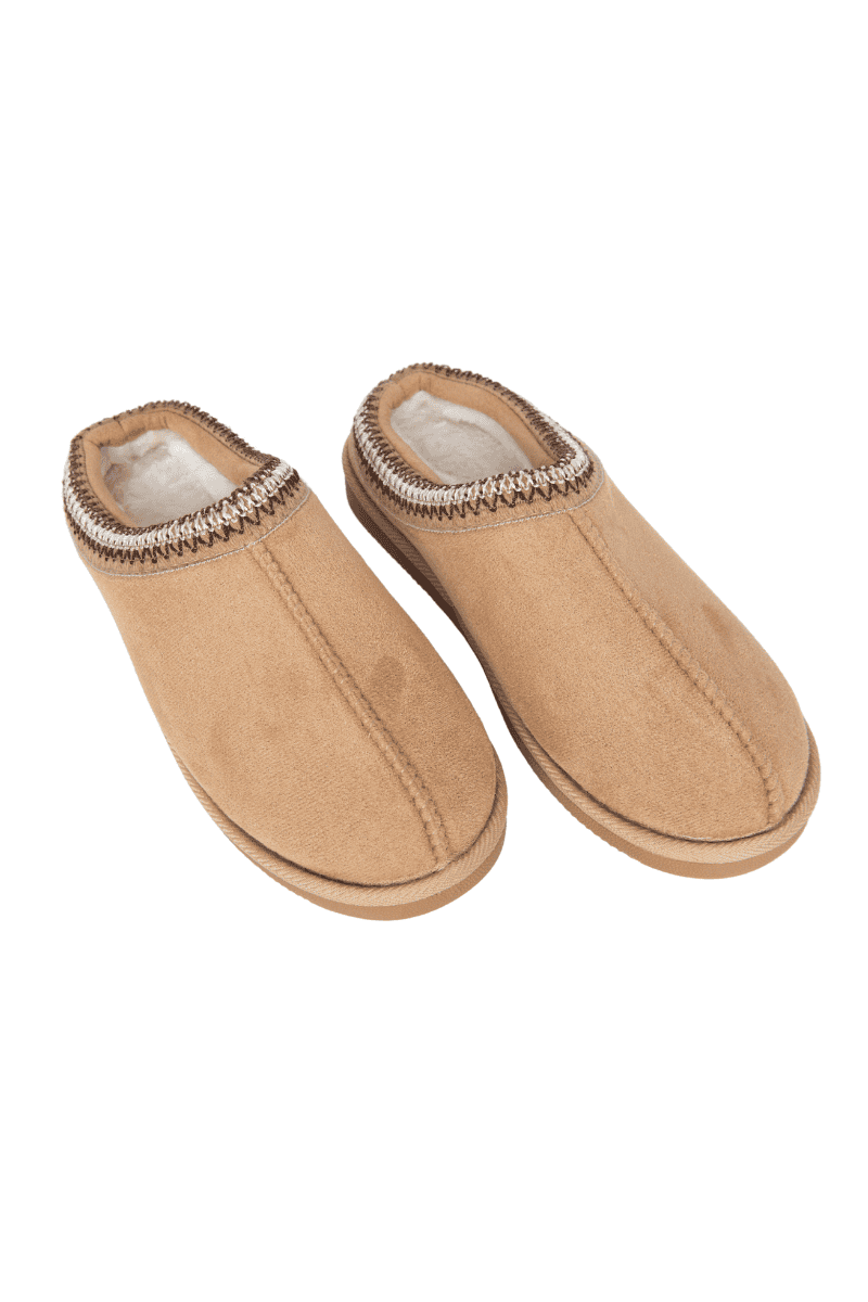 Sand Embroidered Mule Slippers